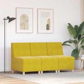 Unidad de Sofá Modular sin Brazos 3 pcs Amarillo Unidad de Sofá Modular sin Brazos 3 pcs Amarillo