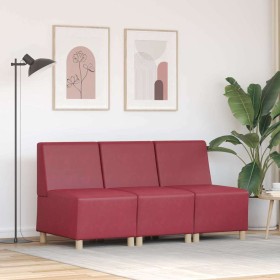Unidad de Sofá Modular sin Brazos 3 pcs Rojo vino tinto