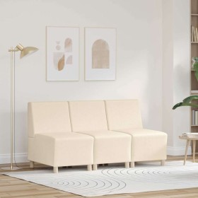 Unidad de Sofá Modular sin Brazos 3 pcs Crema 55 x 74 x 82 cm