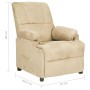 Sillón reclinable tela de microfibra color crema