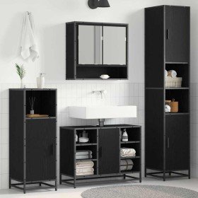 Gabinete de Baño con estante Roble negro 35 x 37.5 x 188.5 cm