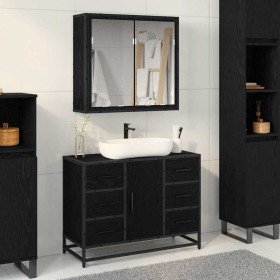 Juego de muebles de baño 2 pcs Roble Negro Madera de ingeniería en Muebles de baño | Comprar online en Foro24