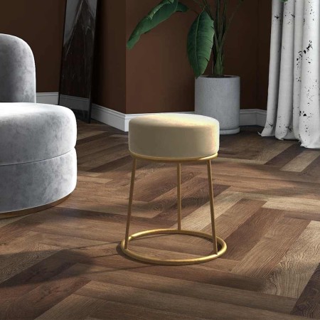 Hocker redondo gris oscuro terciopelo