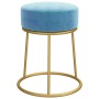 Hocker redondo azul claro terciopelo