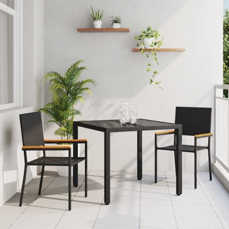 Conjunto de Comedor de Jardín 3 pcs Negro 90 x 90 x 75 cm