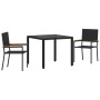 Conjunto de Comedor de Jardín 3 pcs Negro 90 x 90 x 75 cm