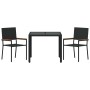 Conjunto de Comedor de Jardín 3 pcs Negro 90 x 90 x 75 cm