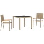 Conjunto de Comedor de Jardín 3 pcs Beige 90 x 90 x 75 cm