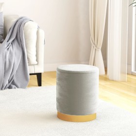 Taburete con almacenaje redondo terciopelo 31 x 37 cm gris claro