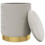 Taburete con almacenaje redondo terciopelo 31 x 37 cm gris claro