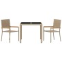Conjunto de Comedor de Jardín 3 pcs Beige 90 x 90 x 75 cm
