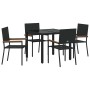 Conjunto de Comedor de Jardín 5 pcs Negro 90 x 90 x 75 cm