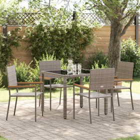 Conjunto de Comedor de Jardín 5 pcs Gris 90 x 90 x 75 cm