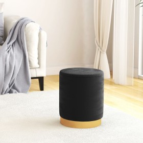 Taburete redondo con almacenaje terciopelo 31 x 37 cm negro
