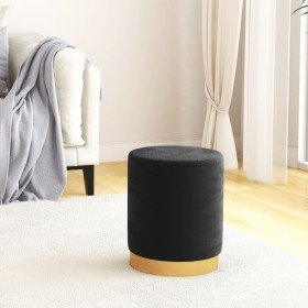 Taburete redondo con almacenaje terciopelo 31 x 37 cm negro