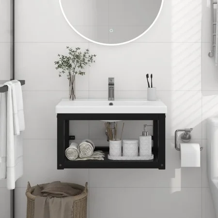 Black iron suspended washbasin structure 59x38x31 cm by vidaXL, bathroom vanities - Ref: Foro24-338494, Price: 60,91 €, Disco...