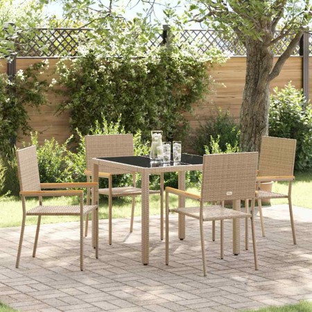 Conjunto de Comedor de Jardín 5 pcs Beige 90 x 90 x 75 cm