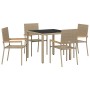 Conjunto de Comedor de Jardín 5 pcs Beige 90 x 90 x 75 cm