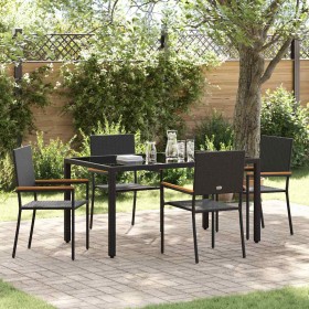 Conjunto de Comedor de Jardín 5 pcs Negro 150 x 90 x 75 cm