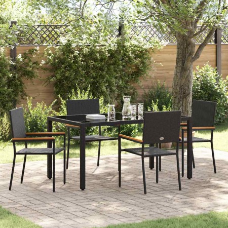 Conjunto de Comedor de Jardín 5 pcs Negro 150 x 90 x 75 cm