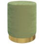 Hocker de almacenaje redondo verde mostaza terciopelo 31 x 37 cm