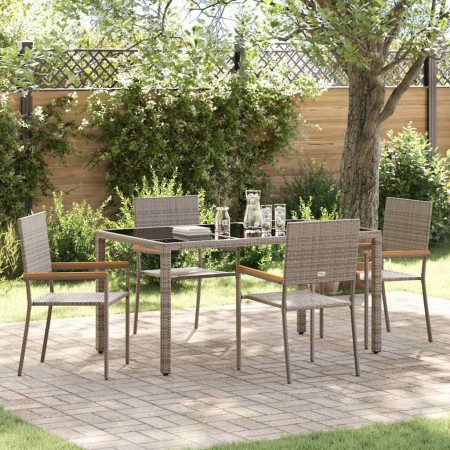 Conjunto de Comedor de Jardín 5 pcs Gris 150 x 90 x 75 cm