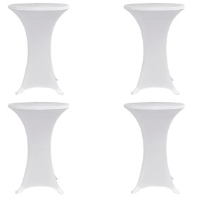 Mantel elástico para mesa alta 4 unidades blanco Ø60 cm