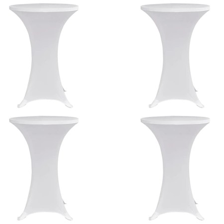 Mantel elástico para mesa alta 4 unidades blanco Ø60 cm