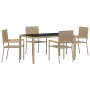 Conjunto de Comedor de Jardín 5 pcs Beige 150 x 90 x 75 cm