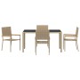 Conjunto de Comedor de Jardín 5 pcs Beige 150 x 90 x 75 cm