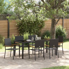 Conjunto de Comedor de Jardín 7 pcs Negro 150 x 90 x 75 cm