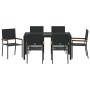 Conjunto de Comedor de Jardín 7 pcs Negro 150 x 90 x 75 cm