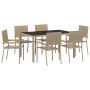 Conjunto de Comedor de Jardín 7 pcs Beige 150 x 90 x 75 cm