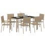 Conjunto de Comedor de Jardín 7 pcs Beige 150 x 90 x 75 cm