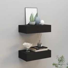 Shelves with wall drawer 2 pcs black MDF 40x23.5x10 cm by vidaXL, Shelves and shelves - Ref: Foro24-330244, Price: 72,50 €, D...