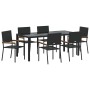 Conjunto de Comedor de Jardín 7 pcs Negro 190 x 90 x 75 cm