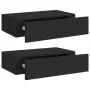 Estantes con cajón de pared 2 uds negro MDF 40x23,5x10 cm de vidaXL, Estantes y estanterías - Ref: Foro24-330244, Precio: 72,...