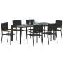 Conjunto de Comedor de Jardín 7 pcs Negro 190 x 90 x 75 cm