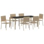 Conjunto de Comedor de Jardín 7 pcs Beige y Negro