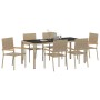 Conjunto de Comedor de Jardín 7 pcs Beige y Negro