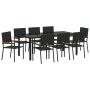 Conjunto de Comedor de Jardín 9 pcs Negro 190 x 90 x 75 cm