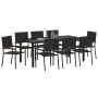 Conjunto de Comedor de Jardín 9 pcs Negro 190 x 90 x 75 cm