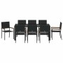 Conjunto de Comedor de Jardín 9 pcs Negro 190 x 90 x 75 cm