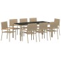 Conjunto de Comedor de Jardín 9 pcs Beige 190 x 90 x 75 cm