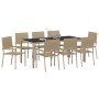 Conjunto de Comedor de Jardín 9 pcs Beige 190 x 90 x 75 cm