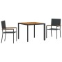 Conjunto de Comedor de Jardín 3 pcs Negro y Marrón