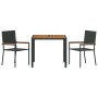Conjunto de Comedor de Jardín 3 pcs Negro y Marrón