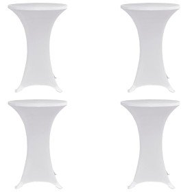 Mantel elástico para mesa alta 4 unidades blanco Ø80 cm Mantel elástico para mesa alta 4 unidades blanco Ø80 cm