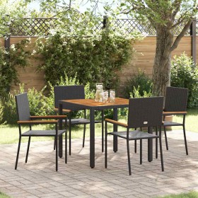 Conjunto de Comedor de Jardín 5 pcs Negro y Marrón