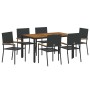 Conjunto de Comedor de Jardín 7 pcs Negro y Madera